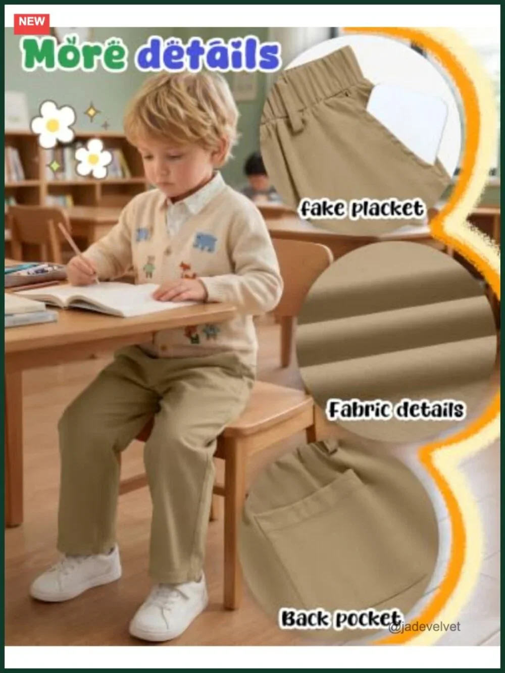 2 Pack Toddler Boys Uniform Pants Elastic Waist Wide Leg with Pockets 18M-5T